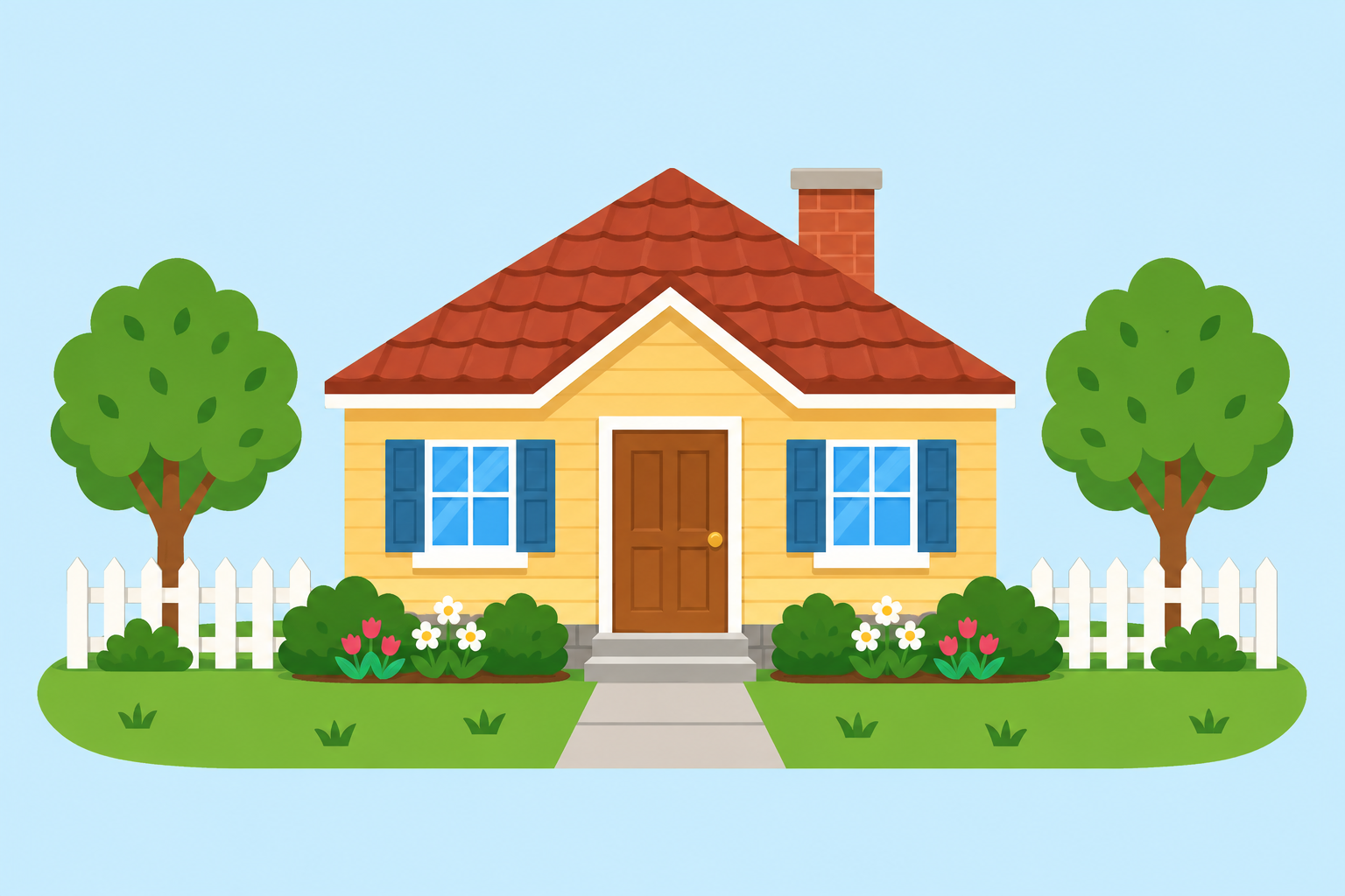 A colorful house and garden